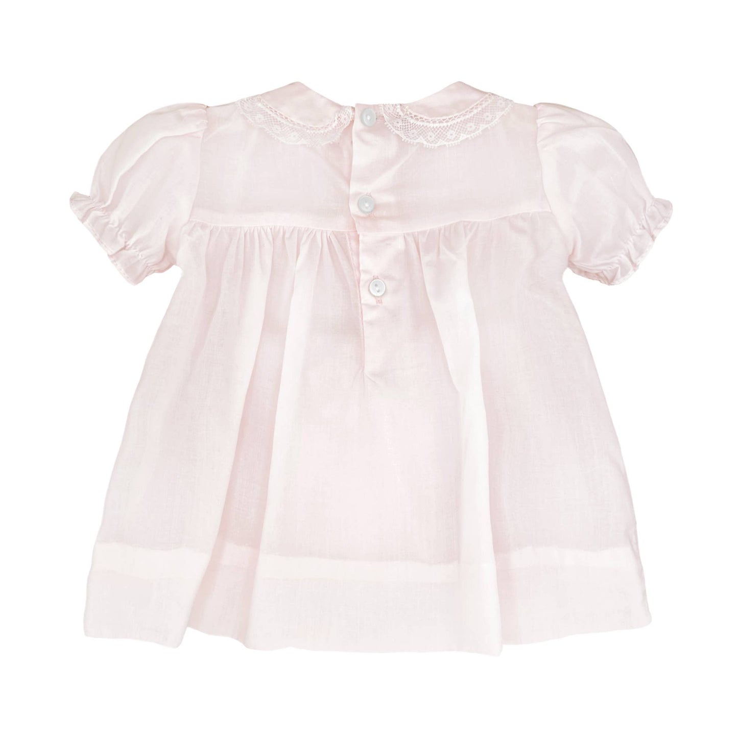 Fully Smocked Dress with Lace: Pink / 9 Month
