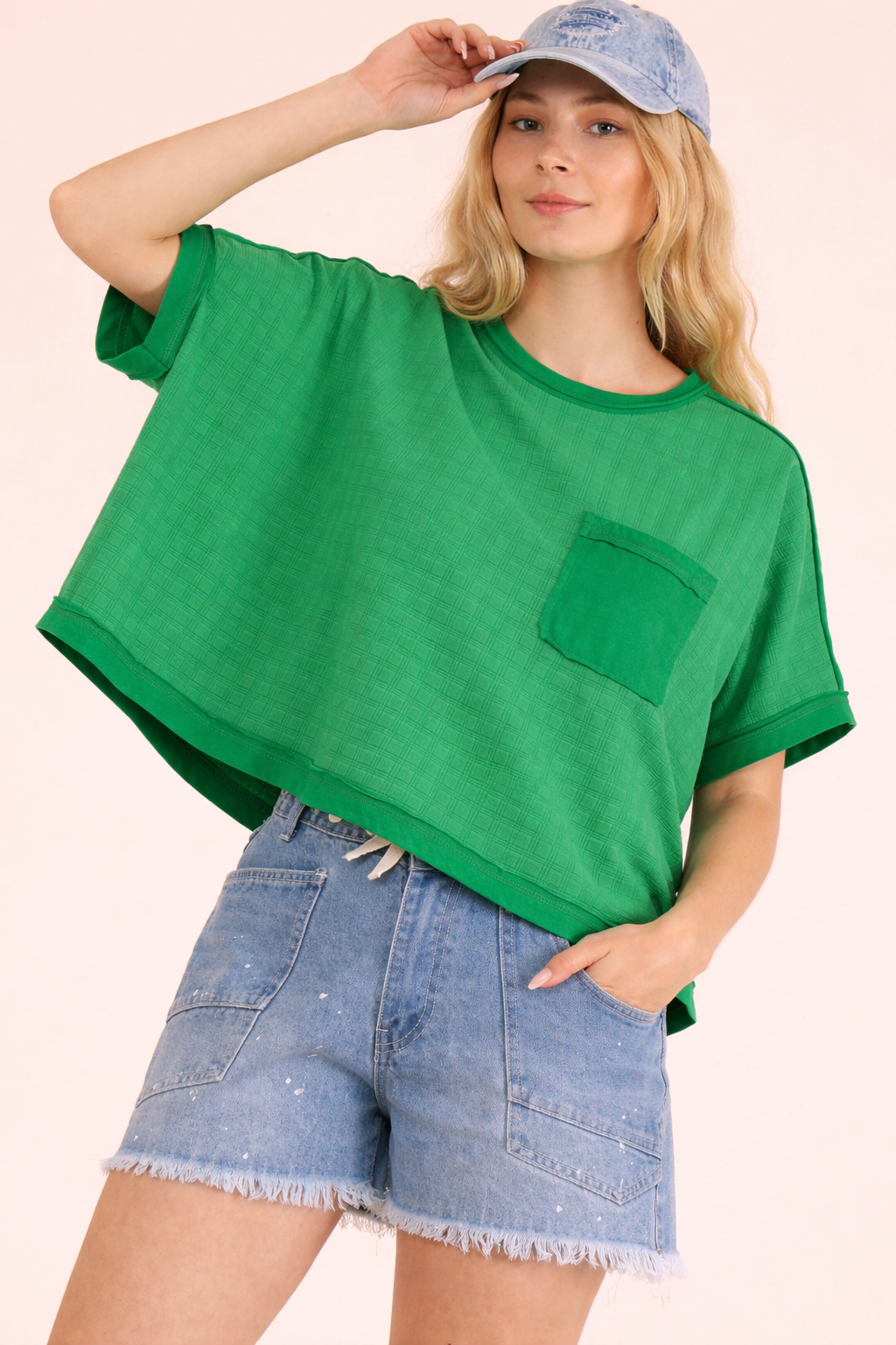 Dolman Sleeve Textured Knit Casual Top
