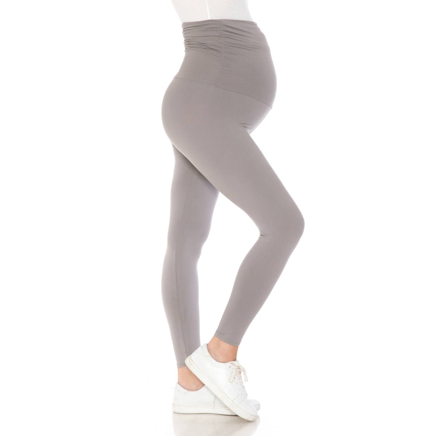Buttery Soft Full Length Solid Maternity Leggings: Heather Charcoal / S