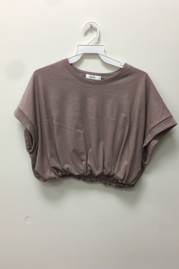 COTTON SHIRRED CROP TOP: White / MEDIUM