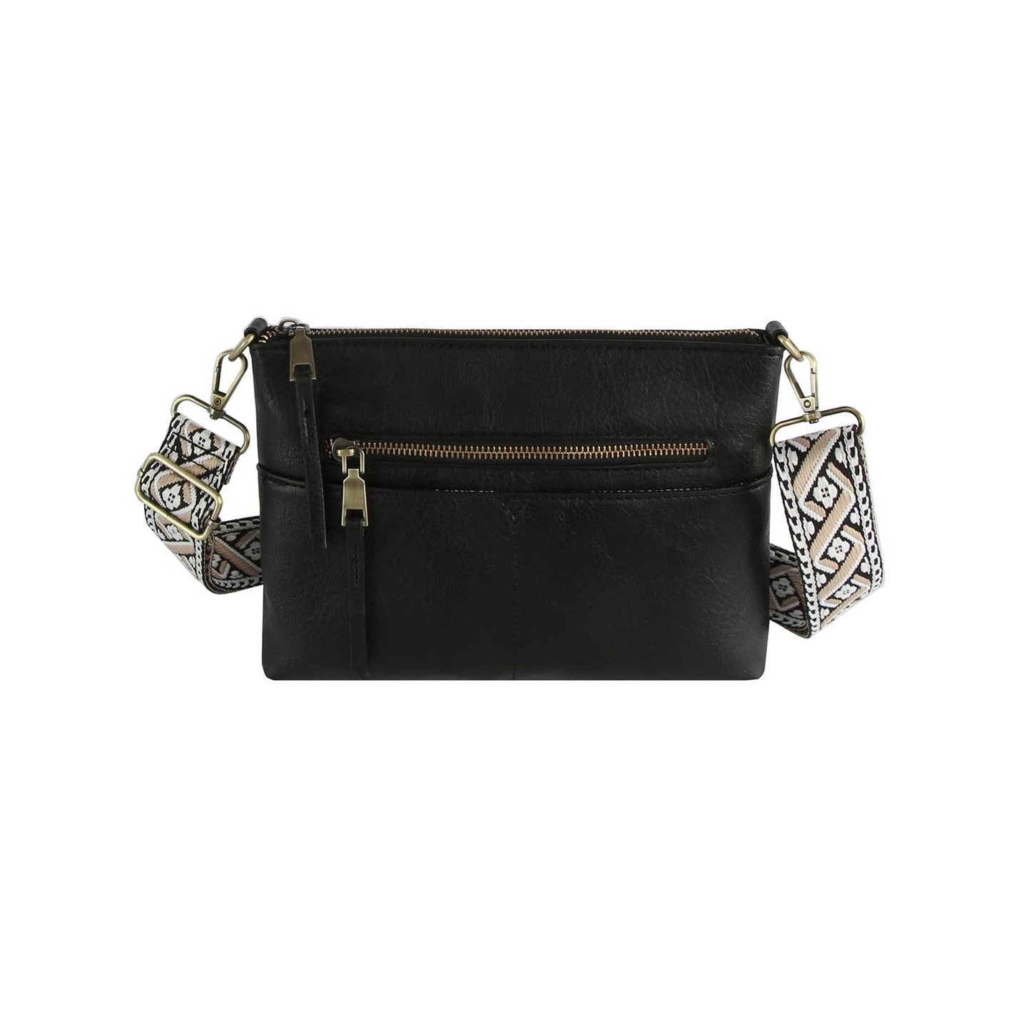 Boxy Rectangular Guitar Strap Crossbody Bag: Brown