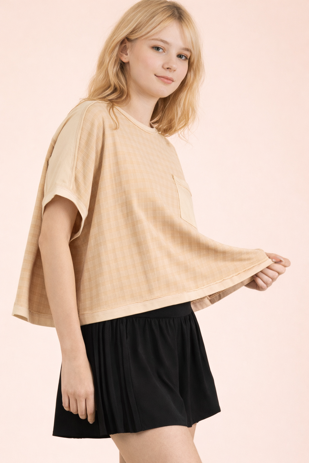 NT12626-Dolman Sleeve Textured Knit Casual Top