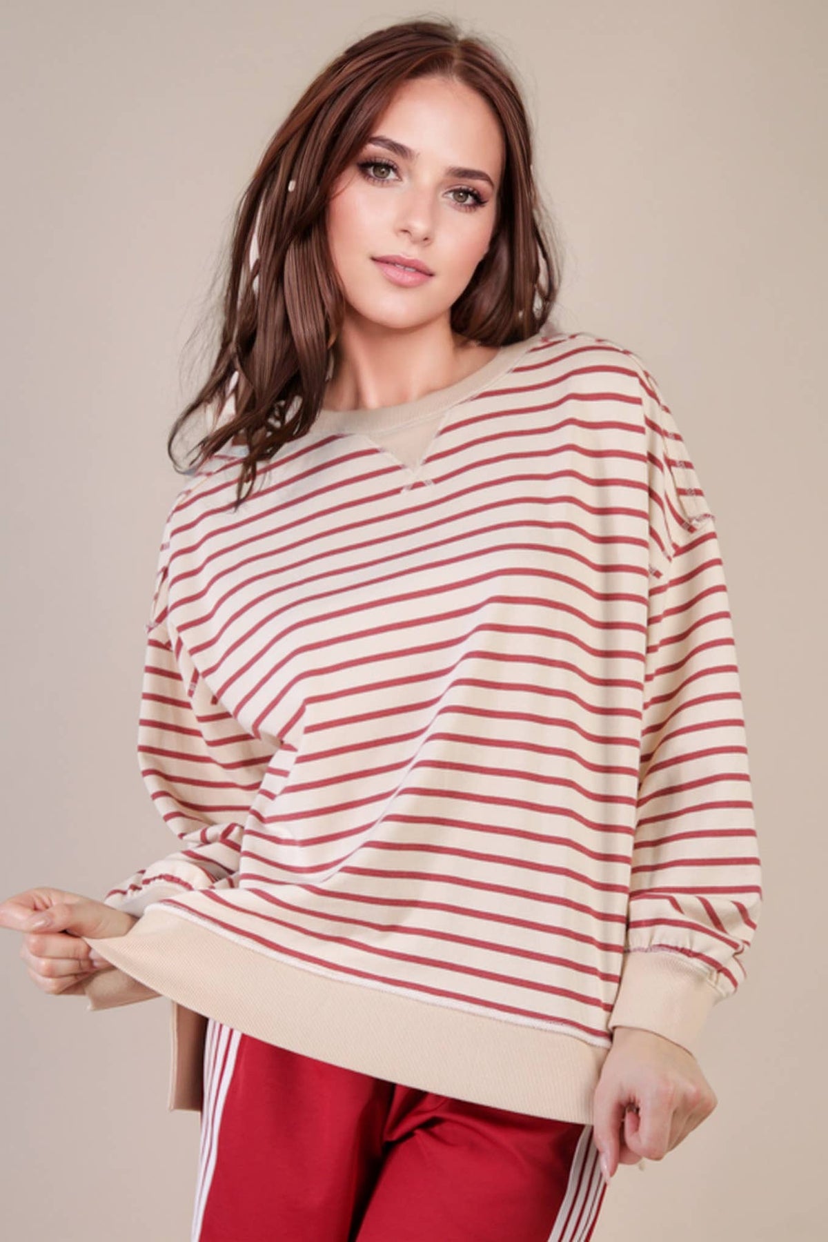 Stripe Comfy Casual Oversized Knit Top