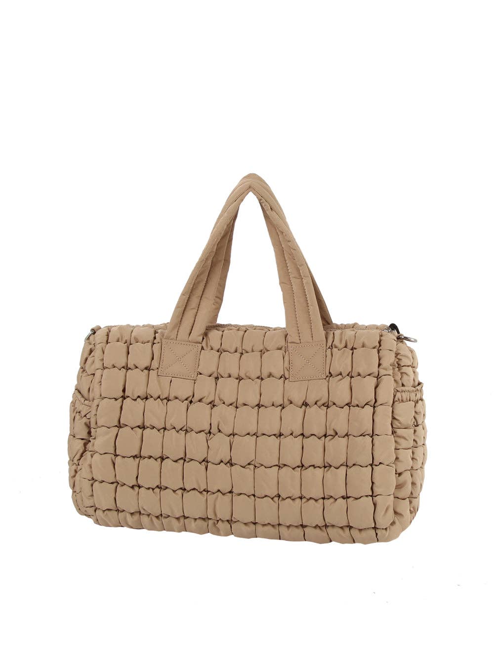 Puffy Grid Quilted Duffel Bag: Navy