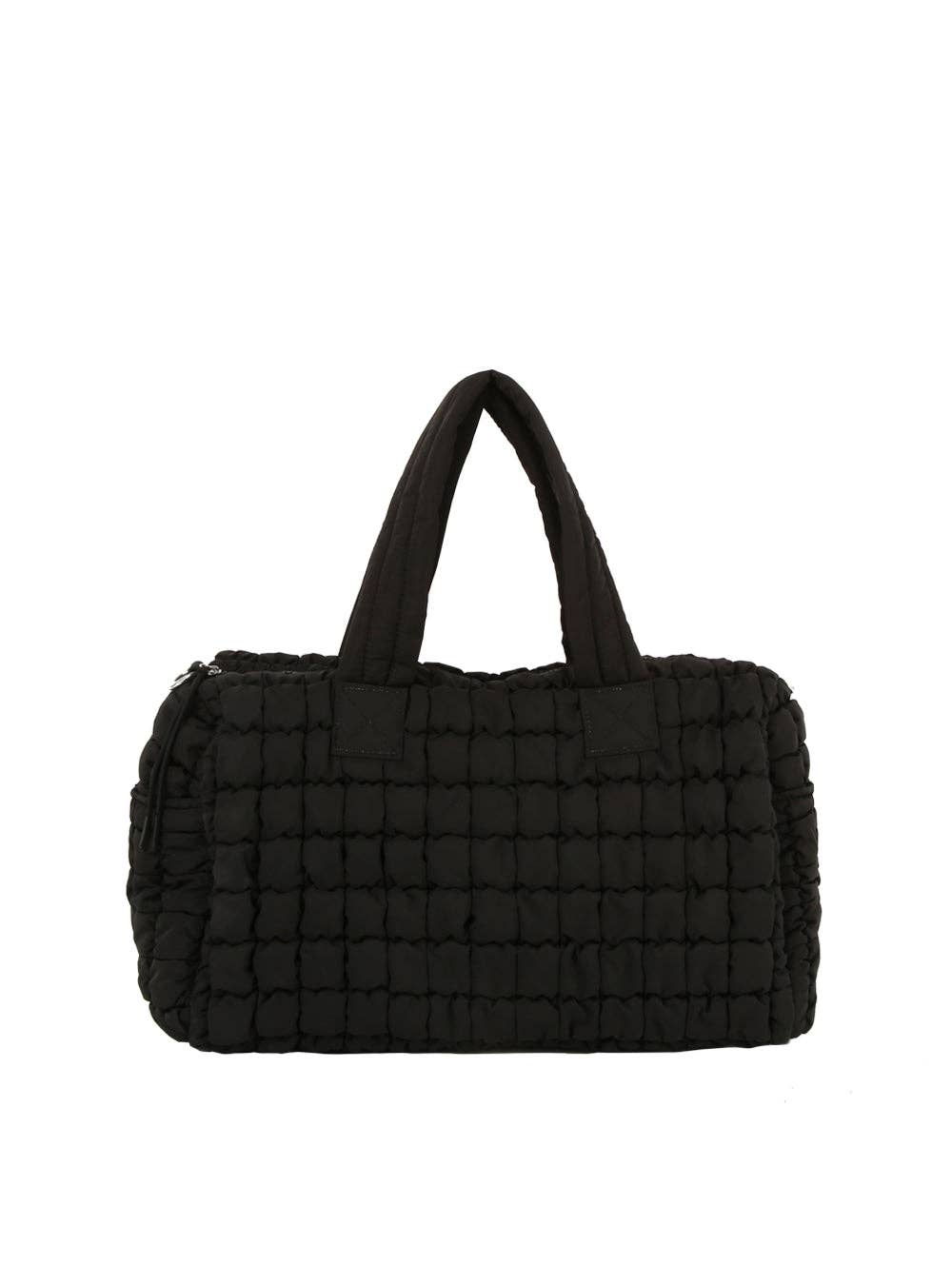 Puffy Grid Quilted Duffel Bag: Navy