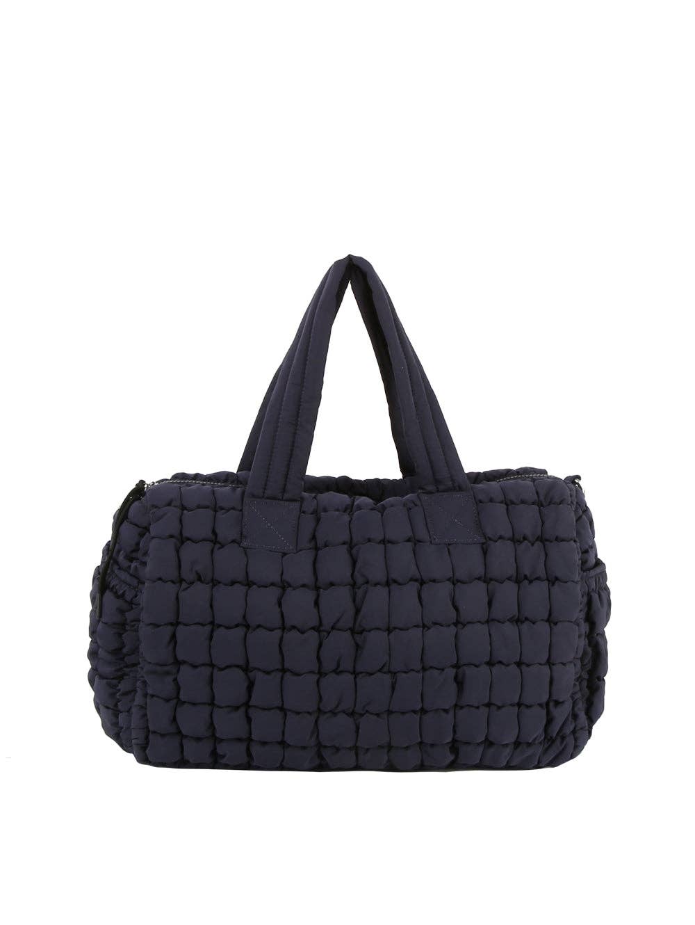 Puffy Grid Quilted Duffel Bag: Navy