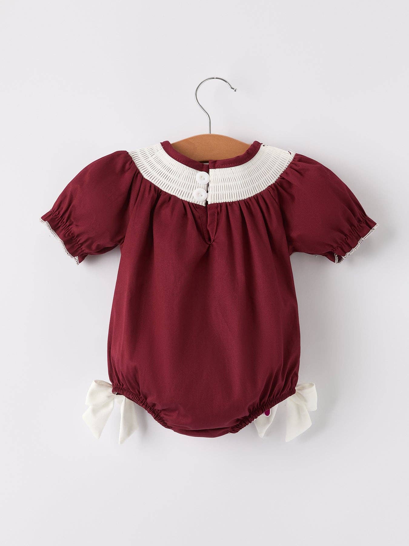 12M Dark Red Smocked Church Christ Bishop Christening  Girls Romper