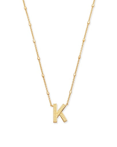 LETTER K PENDANT NECKLACE - GOLD METAL
