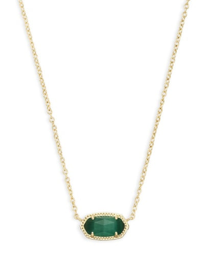 ELISA SHORT PENDANT NECKLACE - GOLD EMERALD CATS EYE