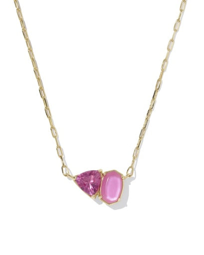 TATUM SHORT PENDANT NECKLACE - GOLD AZALEA PINK MIX