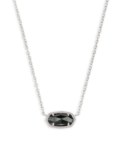 ELISA SHORT PENDANT NECKLACE - SILVER BLACK