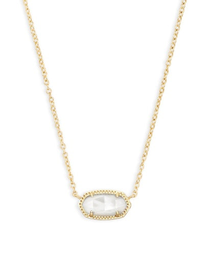 ELISA SHORT PENDANT NECKLACE - GOLD IVORY MOTHER OF PEARL