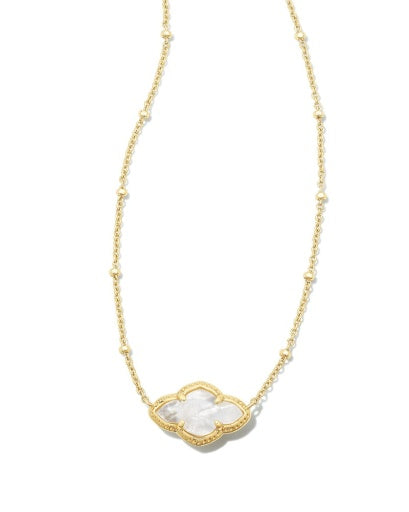 ABBIE PENDANT NECKLACE - GOLD IVORY MOTHER OF PEARL