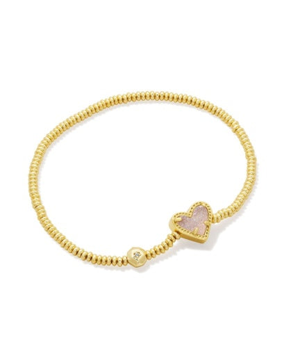 ARI HEART STRETCH BRACELET - GOLD IRIDESCENT DRUSY