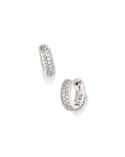 MIKKI PAVE HUGGIE EARRINGS - SILVER