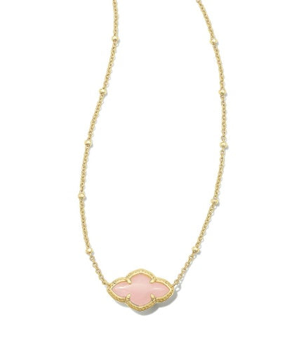 ABBIE PENDANT NECKLACE - GOLD ROSE QUARTZ