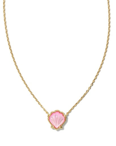 BRYNNE SHELL SHORT PENDANT NECKLACE GOLD BLUSH IVORY MOTHER OF PEARL