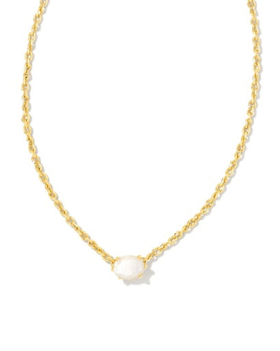 CAILIN CRYSTAL PENDANT NECKLACE - GOLD IVORY MOTHER OF PEARL