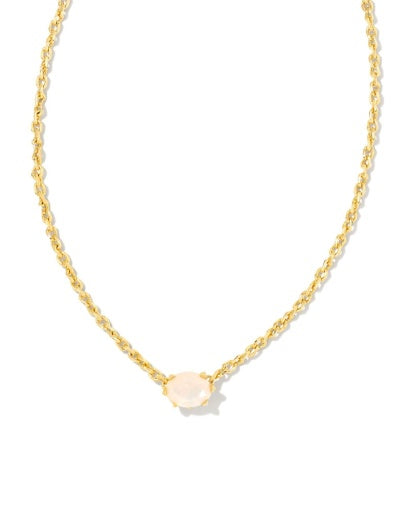 CAILIN CRYSTAL PENDANT NECKLACE - GOLD WHITE IRIDESCENT CRYSTAL