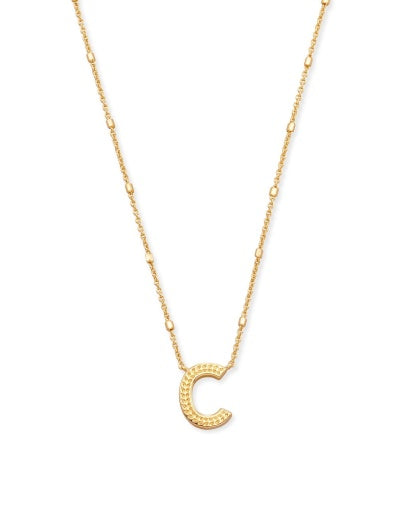 LETTER C PENDANT NECKLACE - GOLD METAL