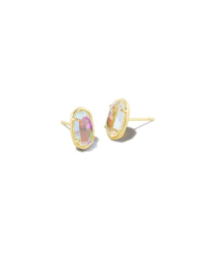 GRAYSON STONE STUD EARRINGS - GOLD DICHROIC GLASS