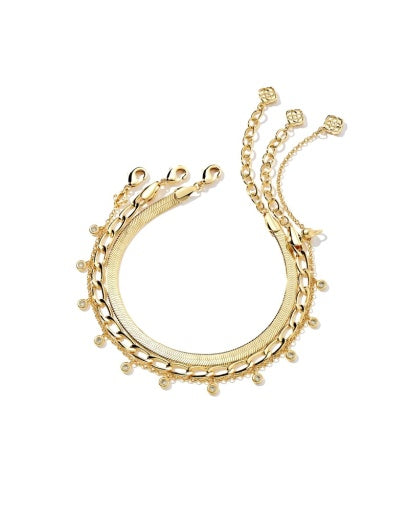 KASSIE SET OF 3 CHAIN BRACELET - GOLD METAL