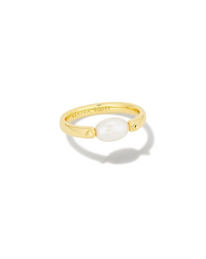 LEIGHTON PEARL BAND RING - GOLD WHITE PEARL 6