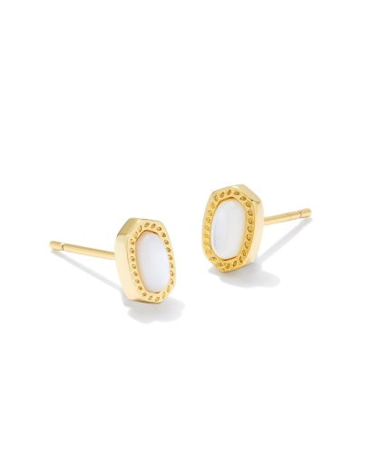 MINI ELLIE STUD EARRINGS - GOLD IVORY MOTHER OF PEARL