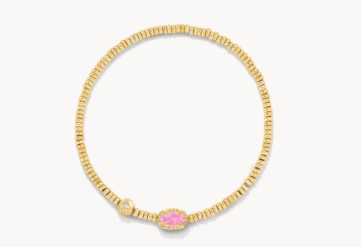 EMILIE STRETCH BRACELET - GOLD PINK IRIDESCENT GLITTER GLASS