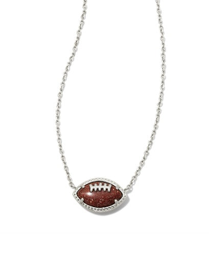 FOOTBALL SHORT PENDANT NECKLACE - SILVER ORANGE GOLDSTONE