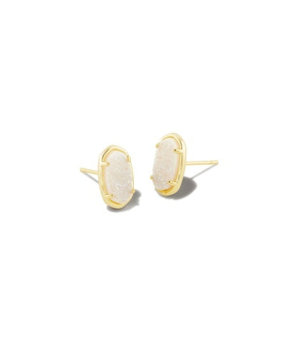 GRAYSON STONE STUD EARRINGS - GOLD IRIDESCENT DRUSY