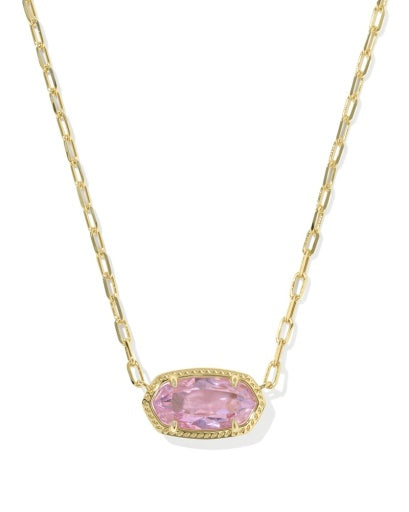 ELISA LUXE SHORT PENDANT NECKLACE - GOLD LIGHT PINK CZ