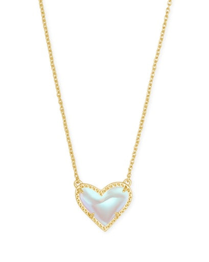 ARI HEART SHORT PENDANT NECKLACE - GOLD DICHROIC GLASS