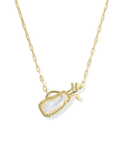 GOLF SHORT PENDANT NECKLACE - GOLD IVORY MOTHER OF PEARL
