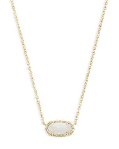 ELISA SHORT PENDANT NECKLACE - GOLD WHITE OPAL
