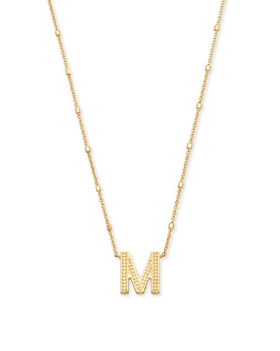 LETTER M PENDANT NECKLACE - GOLD METAL