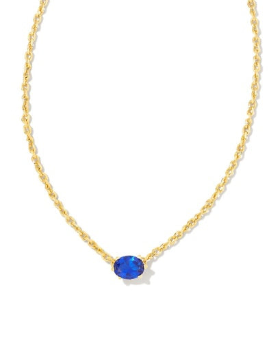 CAILIN CRYSTAL PENDANT NECKLACE - GOLD BLUE CRYSTAL