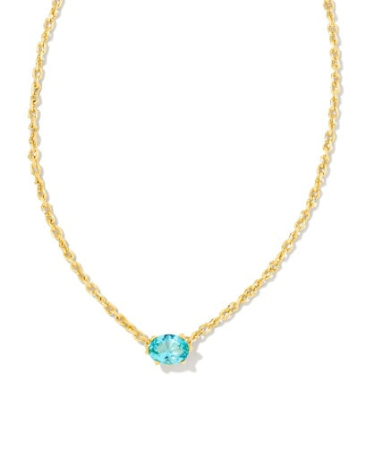 CAILIN CRYSTAL PENDANT NECKLACE - GOLD AQUA CRYSTAL