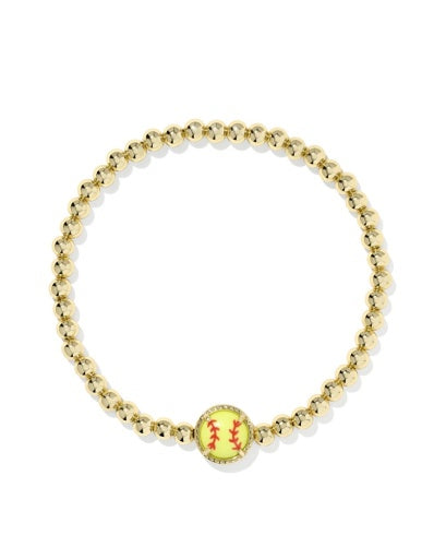 SOFTBALL STRETCH BRACELET - GOLD CHARTREUSE MAGNESITE