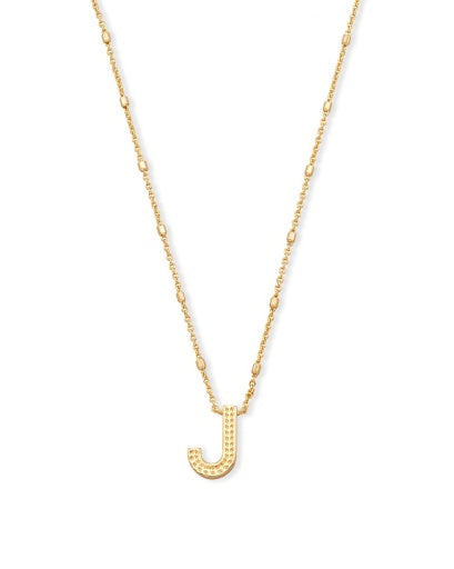LETTER J PENDANT NECKLACE - GOLD METAL