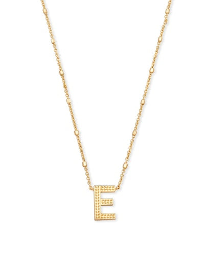 LETTER E PENDANT NECKLACE - GOLD METAL