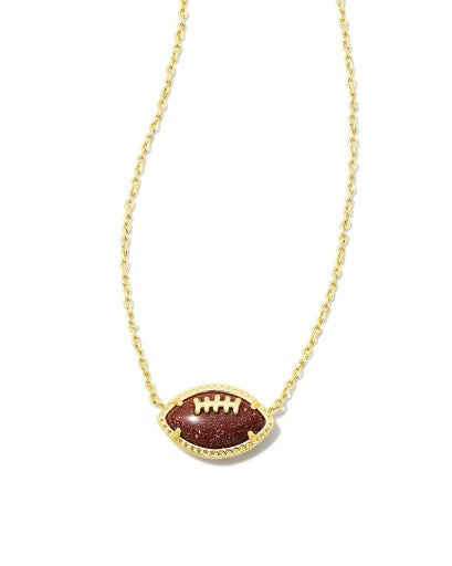 FOOTBALL SHORT PENDANT NECKLACE - GOLD ORANGE GOLDSTONE