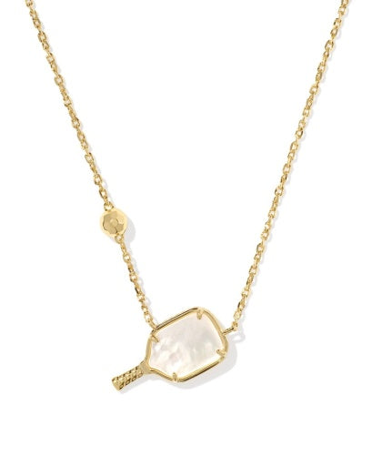 PICKLEBALL SHORT PENDANT NECKLACE - GOLD IVORY MOTHER OF PEARL