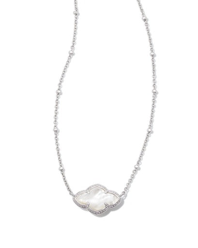 ABBIE PENDANT NECKLACE - SILVER IVORY MOTHER OF PEARL