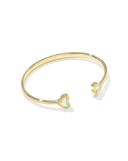 FRAMED ARI HEART CUFF BRACELET - GOLD DICHROIC GLASS S/M