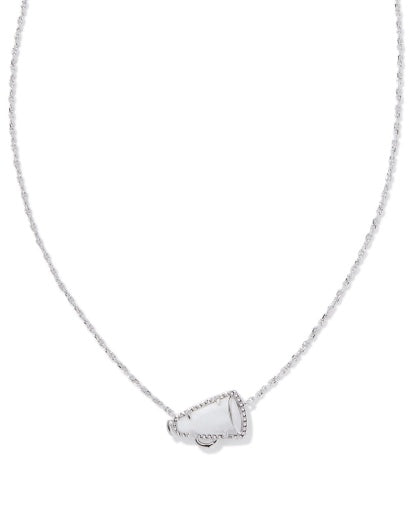 CHEER SHORT PENDANT NECKLACE - SILVER WHITE MOTHER OF PEARL